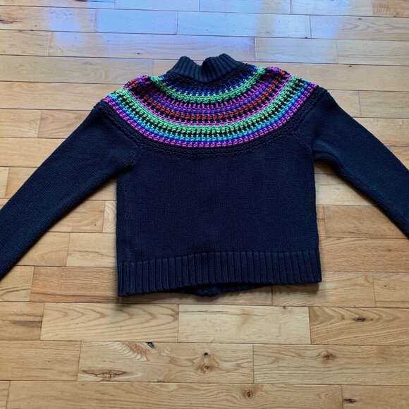 Ralph Lauren RL Active Black Rainbow Stripe Knit Sweater Zip Front Women’s XL - Picture 7 of 10